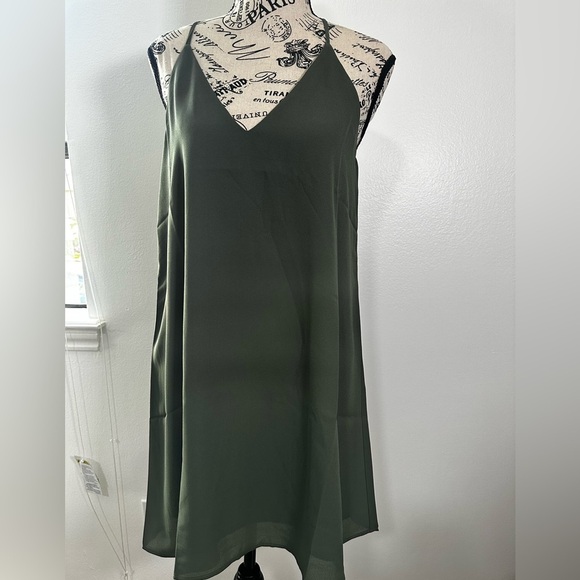 NWT REVOLVE  Three Eighty-Two Tanner Slip Mini olive Green  Dress XS - Picture 3 of 7